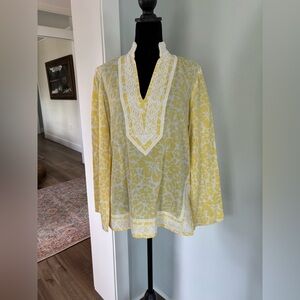 Sak’s Fifth Avenue yellow and white cotton tunic size 4